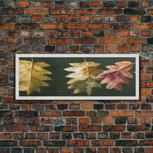 Carregar imagem no visualizador da galeria, Fall Decor, Fall Leaves Panoramic Art, Extra Large Wall Art, Framed Panoramic Canvas Print, Framed Wall Art
