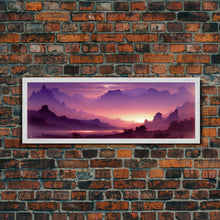 Load image into Gallery viewer, A Beautiful Mountain Scene at Sunset, Extra Large Wall Art, Framed Panoramic Canvas Print, Framed Wall Art
