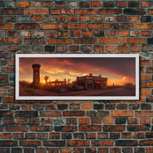 Load image into Gallery viewer, Wild West Abandoned Saloon, Extra Large Wall Art, Framed Panoramic Canvas Print, Framed Wall Art
