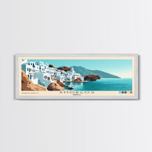 Carregar imagem no visualizador da galeria, Amorgos, Greece Panoramic Print, Vacation Gift, Greece Wall Art, Beach Painting, Beach Decor, Large Wall Art, Wood Frame Art

