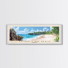 Carregar imagem no visualizador da galeria, Archer’s Bay Beach, Barbados Panoramic Beach Print, Vacation Gift, Barbados Wall Art, Framed Canvas Print, Framed Beach Painting
