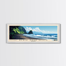 Carregar imagem no visualizador da galeria, Black Sand Beach, Malasyia Panoramic Beach Print, Vacation Gift, Malasyia Wall Art, Framed Canvas Print, Framed Beach Painting

