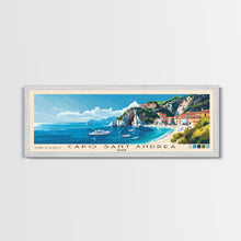 Carregar imagem no visualizador da galeria, Capo Sant’Andrea, Italy Panoramic Beach Print, Vacation Gift, Italy Wall Art, Framed Canvas Print, Framed Beach Painting
