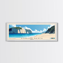 Load image into Gallery viewer, Egremni Beach, Greece Panoramic Beach Print, Vacation Gift, Greece Wall Art, Framed Canvas Print, Framed Beach Painting
