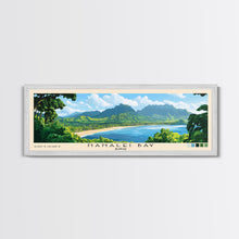 Cargar imagen en el visor de la galería, Hanalei Bay, Hawaii Panoramic Print, Vacation Gift, Hawaii Wall Art, Beach Painting, Beach Decor, Large Wall Art, Wood Frame Art
