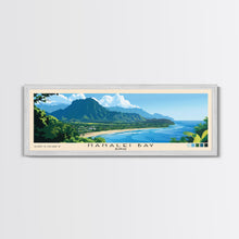 Cargar imagen en el visor de la galería, Hanalei Bay, Hawaii Panoramic Beach Print, Vacation Gift, Hawaii Wall Art, Framed Canvas Print, Framed Beach Painting
