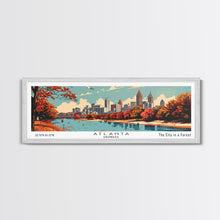 Carregar imagem no visualizador da galeria, Atlanta Georgia Panoramic Painting, Mid Century Modern Framed Canvas Print, Retro Pop Art Travel Poster, Home Decor, City Wall Art
