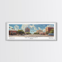 Carregar imagem no visualizador da galeria, Beaumont Texas Panoramic Painting, Watercolor Framed Canvas Print, Scenic City Art, Travel Poster, Wall Hanging, Living Room Art, Gift Idea
