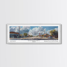 Load image into Gallery viewer, Edinburg Texas Panoramic Watercolor Painting, Scenic Framed Canvas Print, Urban Wall Art for Office, Travel Poster, Home Decor, City Gift Idea
