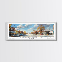 Load image into Gallery viewer, Sterling Heights Michigan Travel Poster, Framed Canvas Print, Office Art, Wall Hanging, Travel Gift, Living Room Art, Vintage Style
