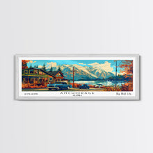 Carregar imagem no visualizador da galeria, Anchorage Alaska Panoramic Travel Poster Framed Canvas Print, Mid Century Modern Art, Pop Art Style, Wall Art Decor, Home Decoration

