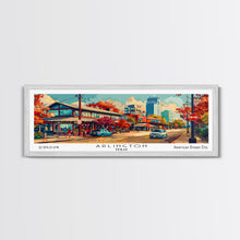 Carregar imagem no visualizador da galeria, Arlington Texas Panoramic Painting Framed Canvas Print, Mid Century Modern Art, Pop Art Style, Travel Poster, Living Room Decor
