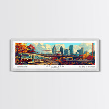 Carregar imagem no visualizador da galeria, Atlanta Georgia Panoramic Wall Art Framed Canvas Print, Mid Century Modern Art, Pop Art Style, Travel Poster, Home Decor, Wall Hanging
