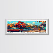 Carregar imagem no visualizador da galeria, Baton Rouge Louisiana Panoramic Painting Framed Canvas Print, Mid Century Modern Art, Pop Art Style, Travel Poster, Wall Art Decor
