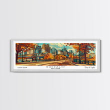 Carregar imagem no visualizador da galeria, Buffalo New York Panoramic Painting Framed Canvas Print, Mid Century Modern Art, Pop Art Style, Travel Poster, Living Room Decor
