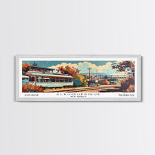 Load image into Gallery viewer, Albuquerque New Mexico Panoramic Painting, Mid Century Modern Framed Canvas Print, Retro Pop Art Travel Poster, Wall Decor, Office Art
