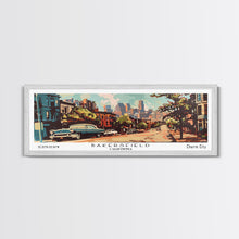 Carregar imagem no visualizador da galeria, Baltimore Maryland Panoramic Painting, Mid Century Modern Framed Canvas Print, Retro Pop Art Travel Poster, Wall Decor, Home Decor, Wall Hanging
