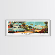 Cargar imagen en el visor de la galería, Chula Vista California Panoramic Painting, Mid Century Modern Framed Canvas Print, Retro Pop Art Travel Poster, Wall Decor, Office Art

