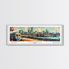 Load image into Gallery viewer, Columbus Ohio Panoramic Painting, Mid Century Modern Framed Canvas Print, Retro Pop Art Travel Poster, Wall Art, Home Decor, Office Art, Gift Idea
