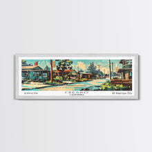 Carregar imagem no visualizador da galeria, Fresno California Panoramic Wall Art, Retro Pop Art Framed Canvas Print, Mid Century Modern Travel Poster, Living Room Decor, Wall Hanging, Office Art
