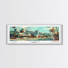 Cargar imagen en el visor de la galería, Tucson Arizona Panoramic Wall Art, Mid Century Modern Framed Canvas Print, Retro Pop Art Travel Poster, Living Room and Office Decor
