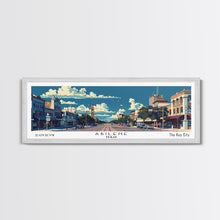 Carregar imagem no visualizador da galeria, Abilene Texas Panoramic Painting, Mid Century Modern Framed Canvas Print, Retro Pop Art Travel Poster, Office Wall Art Decor, City Print
