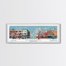Carregar imagem no visualizador da galeria, Allentown Pennsylvania Panoramic Painting, Mid Century Modern Framed Canvas Print, Retro Pop Art Travel Poster, Office Art, City Print

