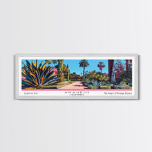 Carregar imagem no visualizador da galeria, Anaheim California Panoramic Painting, Mid Century Modern Framed Canvas Print, Retro Pop Art Travel Poster, Home Decor, City Art
