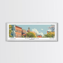 Carregar imagem no visualizador da galeria, Ann Arbor Michigan Panoramic Painting, Mid Century Modern Framed Canvas Print, Retro Pop Art Travel Poster, Living Room Wall Art Decor, City Print
