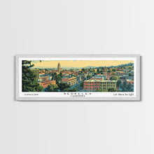 Load image into Gallery viewer, Berkeley California Panoramic Painting, Mid Century Modern Framed Canvas Print, Retro Pop Art Travel Poster, Home Decor, City Print
