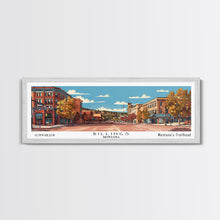 Carregar imagem no visualizador da galeria, Billings Montana Panoramic Painting, Mid Century Modern Framed Canvas Print, Retro Pop Art Travel Poster, Living Room Wall Art, City Art
