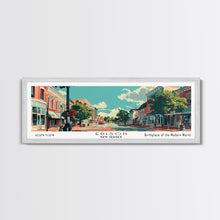 Load image into Gallery viewer, Edison New Jersey Panoramic Painting, Mid Century Modern Framed Canvas Print, Retro Pop Art Travel Poster, City Wall Decor, Home Decor
