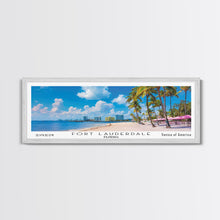 Carregar imagem no visualizador da galeria, Fort Lauderdale Florida Panoramic Painting, Mid Century Modern Framed Canvas Print, Retro Pop Art Travel Poster, City Wall Art
