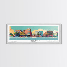 Cargar imagen en el visor de la galería, Hampton Virginia Panoramic Painting, Mid Century Modern Framed Canvas Print, Retro Pop Art Travel Poster, Office Wall Decor
