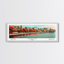 Carregar imagem no visualizador da galeria, Akron Ohio Panoramic Painting, Framed Canvas Print, Mid Century Modern Wall Art, Retro Pop Art Travel Poster, Living Room Decor, City Art
