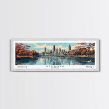 Carregar imagem no visualizador da galeria, Atlanta Georgia Panoramic Painting, Framed Canvas Print, Mid Century Modern Wall Art, Retro Pop Art Travel Poster, Home Decor, City Art
