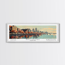 Load image into Gallery viewer, Baltimore Maryland Panoramic Painting, Framed Canvas Print, Mid Century Modern Wall Art, Retro Pop Art Travel Poster, Office Decor, City Art
