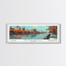 Load image into Gallery viewer, Baton Rouge Louisiana Panoramic Painting, Framed Canvas Print, Mid Century Modern Wall Art, Retro Pop Art Travel Poster, Living Room Decor, City Art
