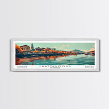 Cargar imagen en el visor de la galería, Chattanooga Tennessee Panoramic Painting, Framed Canvas Print, Mid Century Modern Wall Art, Retro Pop Art Travel Poster, Office Decor, City Art
