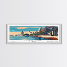 Load image into Gallery viewer, Corpus Christi Texas Panoramic Painting, Framed Canvas Print, Mid Century Modern Wall Art, Retro Pop Art Travel Poster, Office Decor, City Art
