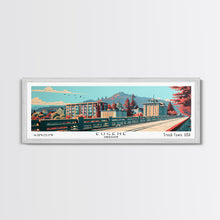 Carregar imagem no visualizador da galeria, Eugene Oregon Panoramic Painting, Framed Canvas Print, Mid Century Modern Wall Art, Retro Pop Art Travel Poster, Office Decor, City Art
