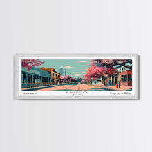 Carregar imagem no visualizador da galeria, Frisco Texas Panoramic Painting, Framed Canvas Print, Mid Century Modern Wall Art, Retro Pop Art Travel Poster, Office Decor, City Art
