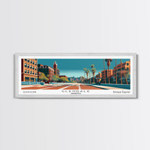 Carregar imagem no visualizador da galeria, Glendale Arizona Panoramic Painting, Mid Century Modern Framed Canvas Print, City Art, Retro Pop Art Travel Poster, Living Room Decor, City Wall Art, Home Office Decor
