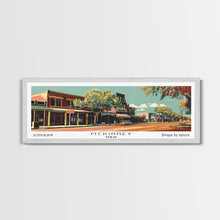Load image into Gallery viewer, McKinney Texas Panoramic Painting, Mid Century Modern Framed Canvas Print, Retro Pop Art Travel Poster, Living Room Wall Decor
