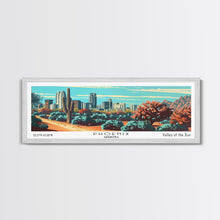 Load image into Gallery viewer, Phoenix Arizona Panoramic View, Mid Century Modern Framed Canvas Print, Retro Pop Art Travel Poster, Living Room Wall Decor
