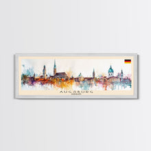 Carregar imagem no visualizador da galeria, Augsburg Germany Panoramic Travel Poster, Framed Canvas Print or Metal Wall Art, Travel Art, Home Decor, Panoramic Painting, Midcentury Art
