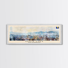 Load image into Gallery viewer, Banja Luka Bosnia Panoramic Travel Poster, Framed Canvas Print or Metal Wall Art, Travel Art, Home Decor, Panoramic Painting, Midcentury Art
