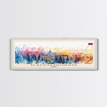 Load image into Gallery viewer, Blagoveshchensk Russia Travel Art, City Art, Framed Canvas Print or Metal Wall Art, Europe Travel Poster, Panoramic Wall Art, Extra Wide Wall Art
