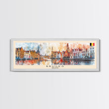 Carregar imagem no visualizador da galeria, Bruges Belgium Travel Art, City Art, Framed Canvas Print or Metal Wall Art, Europe Travel Poster, Panoramic Wall Art, Extra Wide Wall Art
