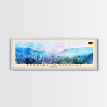 Load image into Gallery viewer, Freiburg Germany Panoramic Travel Poster, Framed Canvas Print or Metal Wall Art, Travel Art, Home Decor, Panoramic Painting, Midcentury Art
